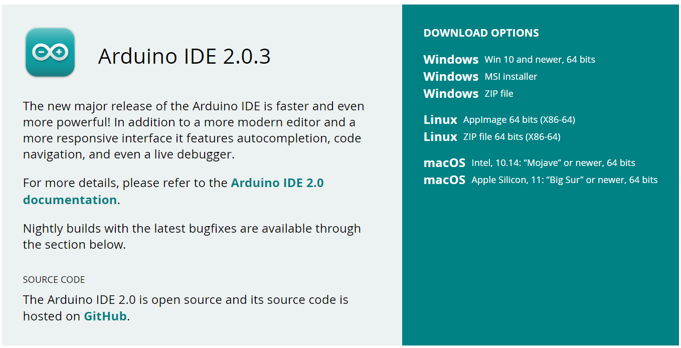 Trang web để tải bộ cài Arduino IDE